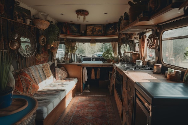 Modern interior vanlife camper Generate Ai