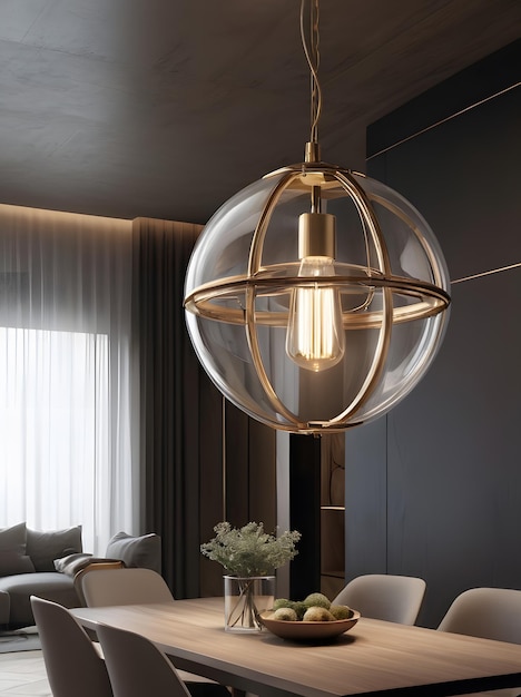 Modern Interior with Stylish Spherical Lighting Fixtures