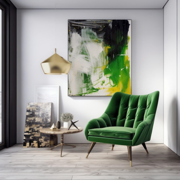 Modern interior with vivid chair Illustration AI GenerativexA