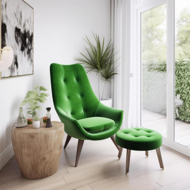 Modern interior with vivid chair Illustration AI GenerativexA