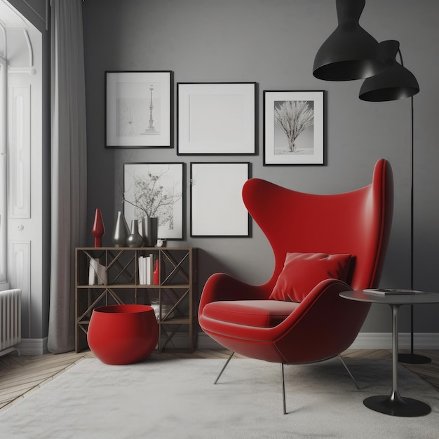 Modern interior with vivid chair Illustration AI GenerativexA