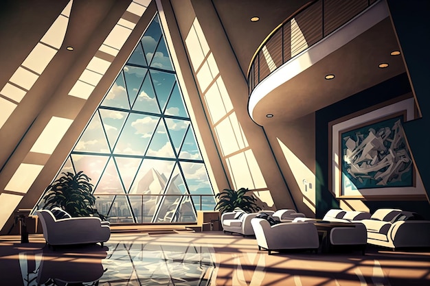 Modern interiors are triangleshaped photorealistic