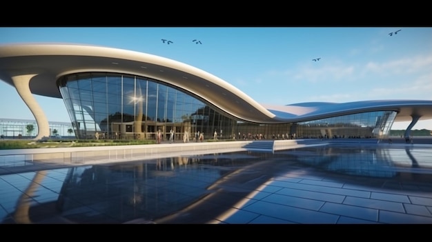 Modern international airport terminal