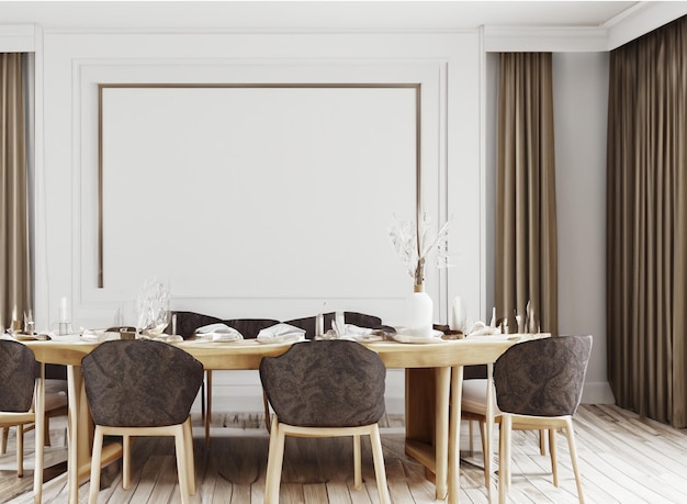 modern intreo design mockup dining room with wonderful table generative ai