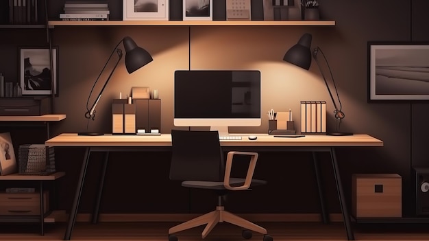 Modern and Inviting Home Office Workspace Interior Generative AI