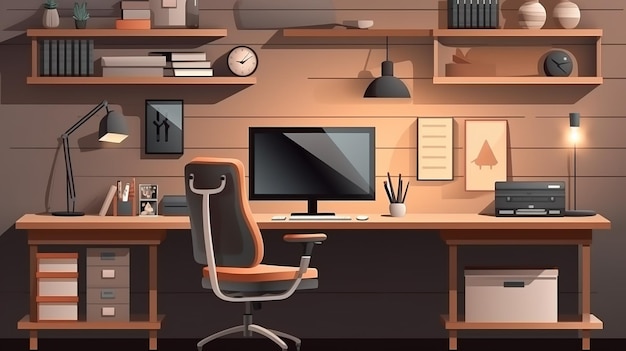 Modern and Inviting Home Office Workspace Interior Generative AI