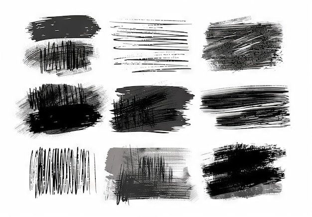 Photo modern isolated sketches pencil scribble texture rough edged background different charcoal hatches