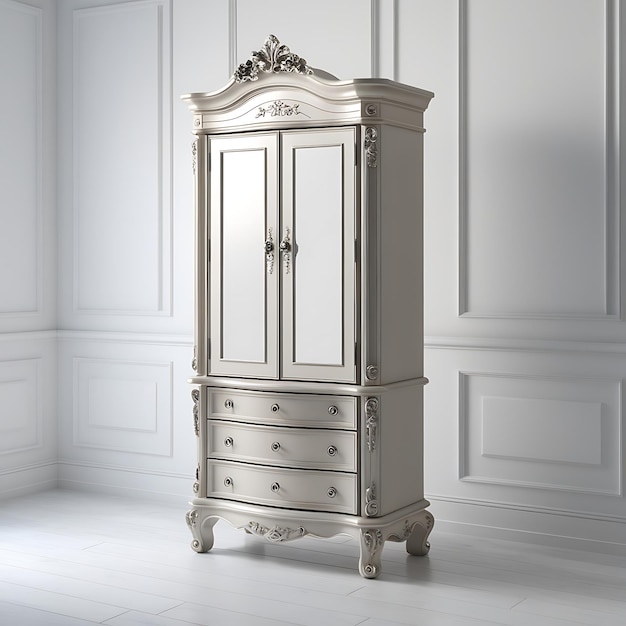 Photo a modern jewelry armoire furniture on the white 3d brightness background