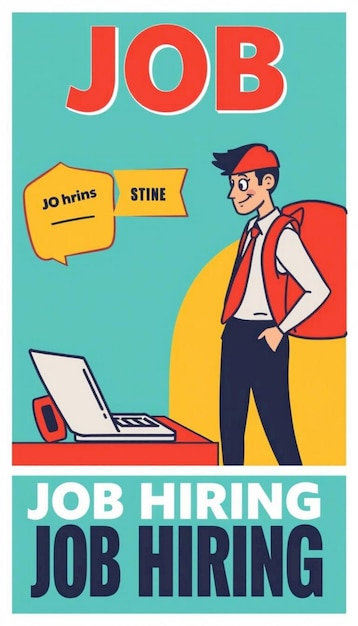 Photo modern job hiring poster with a minimalist style and a blue color scheme