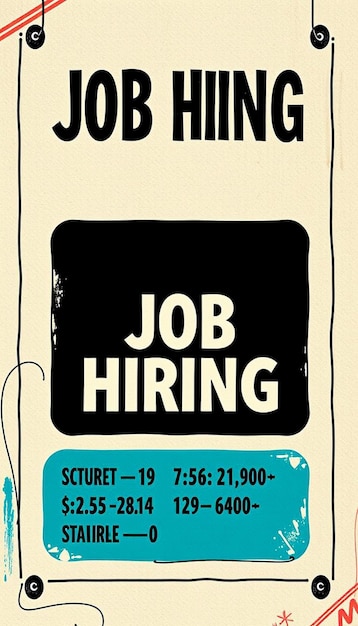 Modern job hiring poster with a minimalist style and a blue color scheme