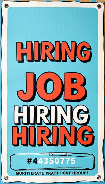 Photo modern job hiring poster with a minimalist style and a blue color scheme