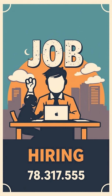 Modern job hiring poster with a minimalist style and a blue color scheme