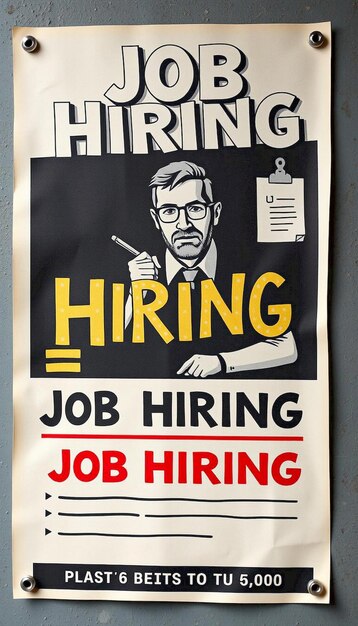 Modern job hiring poster with a minimalist style and a blue color scheme