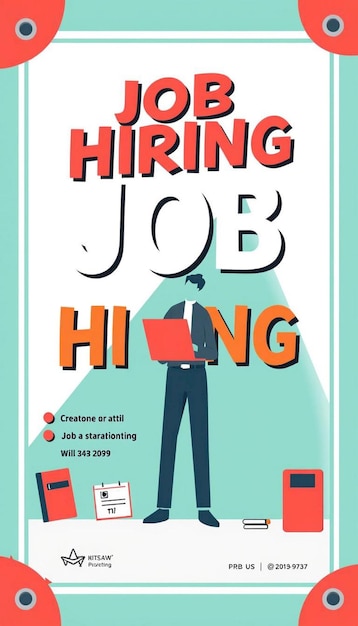 Modern job hiring poster with a minimalist style and a blue color scheme