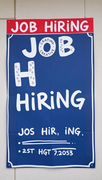 Modern job hiring poster with a minimalist style and a blue color scheme