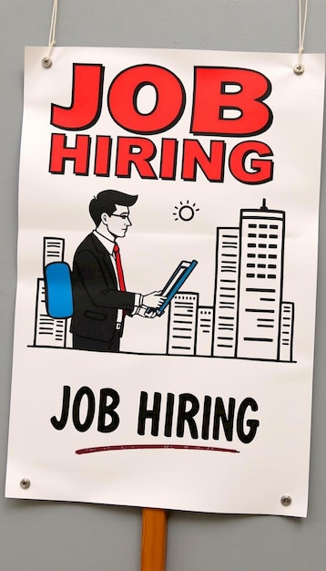 Modern job hiring poster with a minimalist style and a blue color scheme