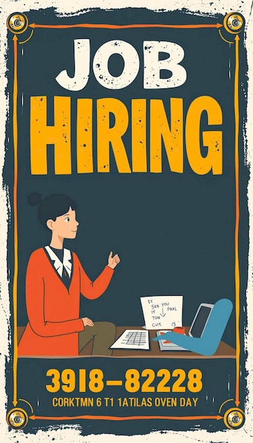 Modern job hiring poster with a minimalist style and a blue color scheme