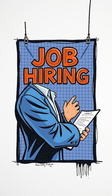 Modern job hiring poster with a minimalist style and a blue color scheme