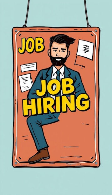 Modern job hiring poster with a minimalist style and a blue color scheme