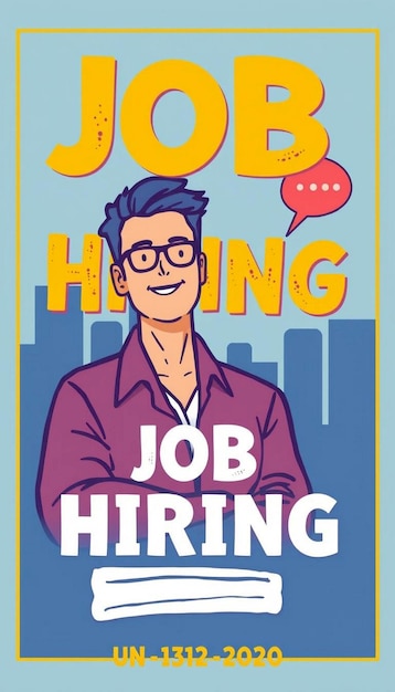 Modern job hiring poster with a minimalist style and a blue color scheme