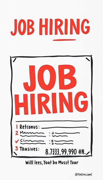 Modern job hiring poster with a minimalist style and a blue color scheme