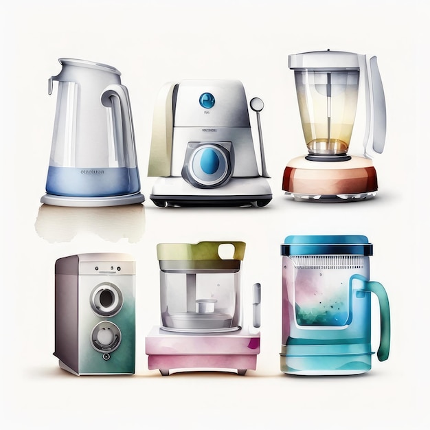 Modern kitchen appliances in watercolor A functional and stylish look generative by ai