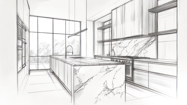 Modern Kitchen Design Sketch