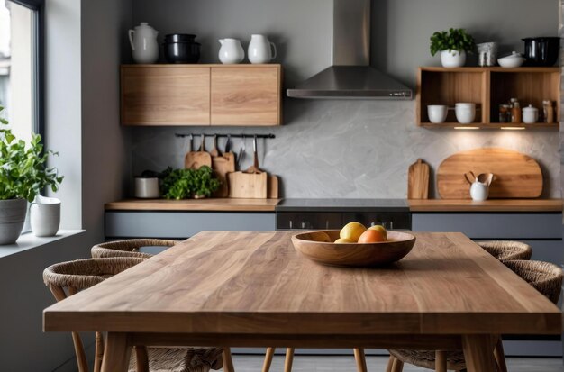 Modern Kitchen Interior with Wooden Accents