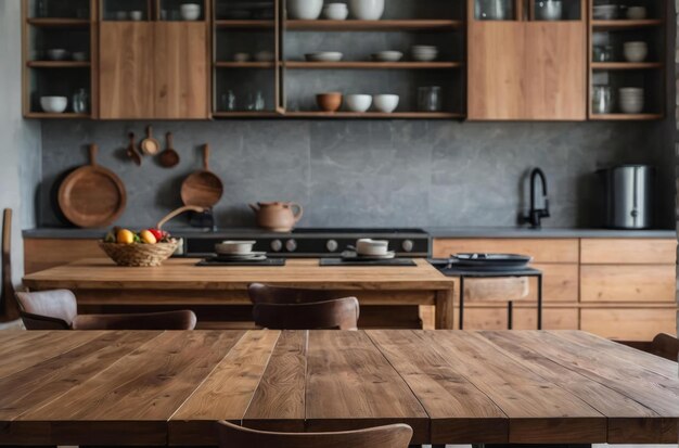 Modern Kitchen Interior with Wooden Accents