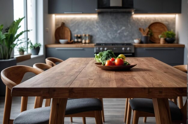 Modern Kitchen Interior with Wooden Accents