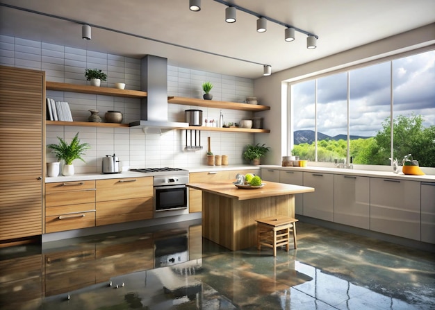 Modern kitchen interiors featuring sleek designs natural light wood cabinetry and minimalist