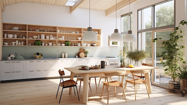 a modern kitchen in a rustic style