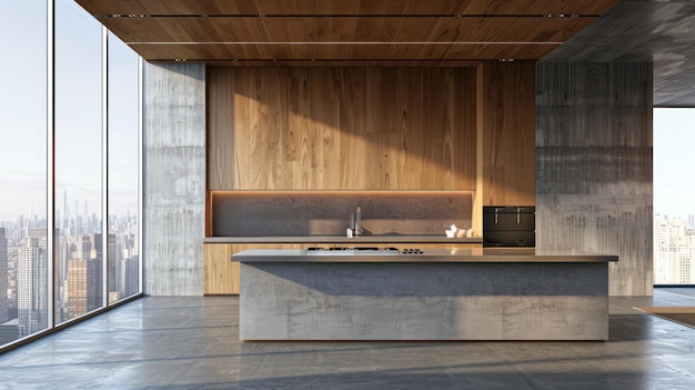 Modern Kitchen with City View