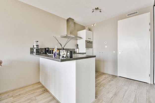 Modern kitchen with dining area