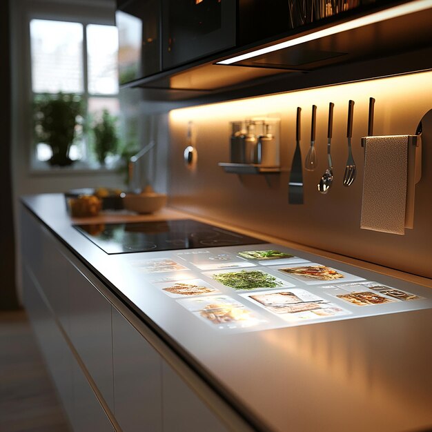 Photo modern kitchen with interactive touchscreen