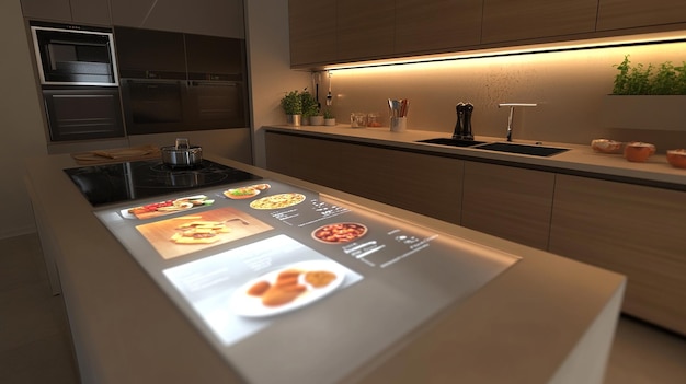 Photo modern kitchen with interactive touchscreen