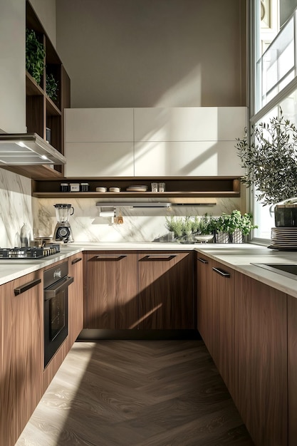 Modern Kitchen with Sleek Cabinets and Integrated Appliances