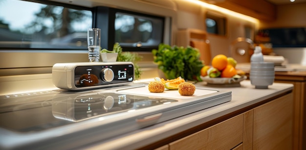 Modern kitchenette with a cozy window seat and elegant appliances in a contemporary home