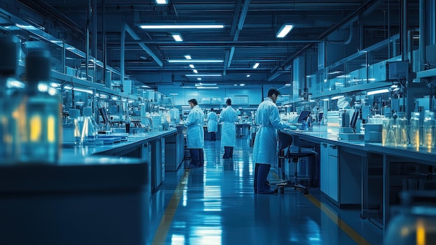 Modern Laboratory Interior with Scientists at Work