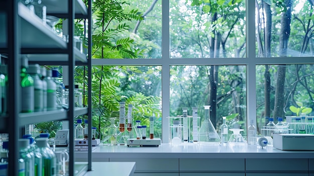 Modern Laboratory with Nature Views Enhancing Green Research and Sustainability Efforts