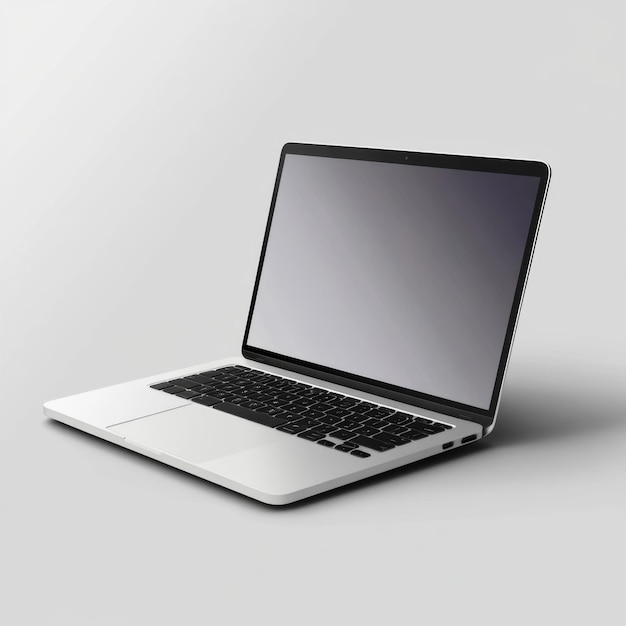 Modern Laptop Icon Silver Casing Open Screen Minimalist Design