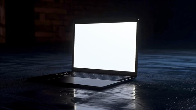 Photo modern laptop screen mockup displayed on a dark background for design presentation