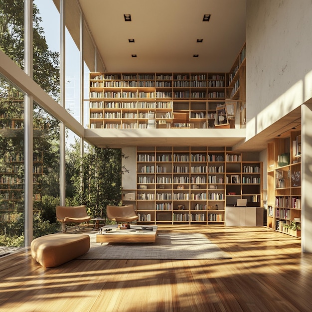 A modern library with an open floor plan natural light and flexible spaces