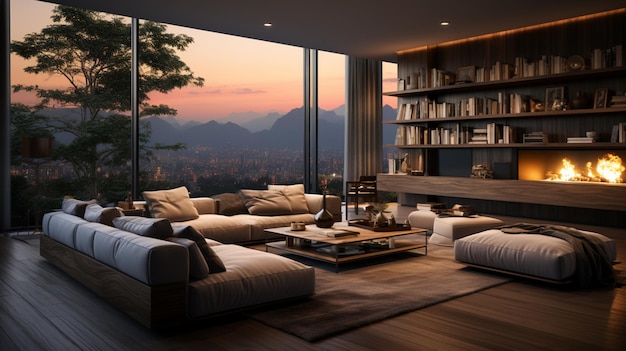 Modern living room Contemporary interior design of furnished room