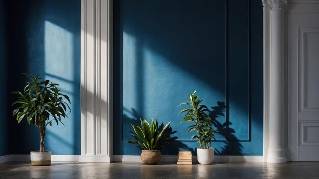 Modern living room corner with potted palm and vintage armchair