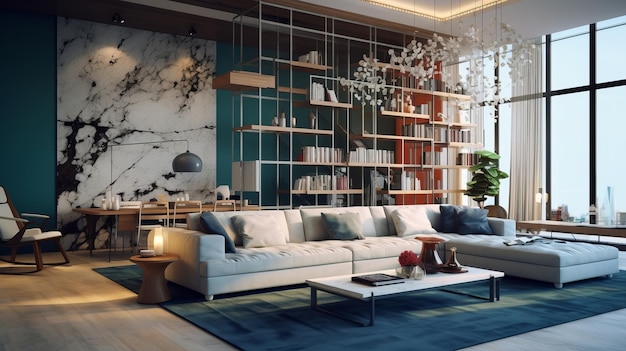 Modern Living Room Cutting edge Insides Plan Foundation Creative resource AI Generated