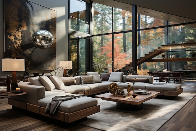 Modern Living Room Design Elegant Home Decor Generative AI