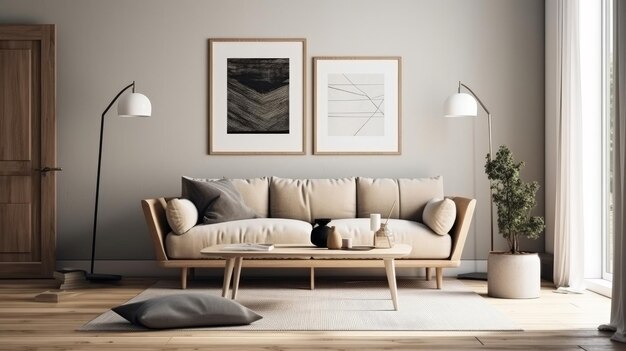 Modern Living Room Illustration AI GenerativexA