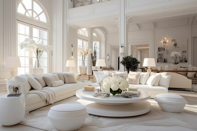 Photo modern living room in white style