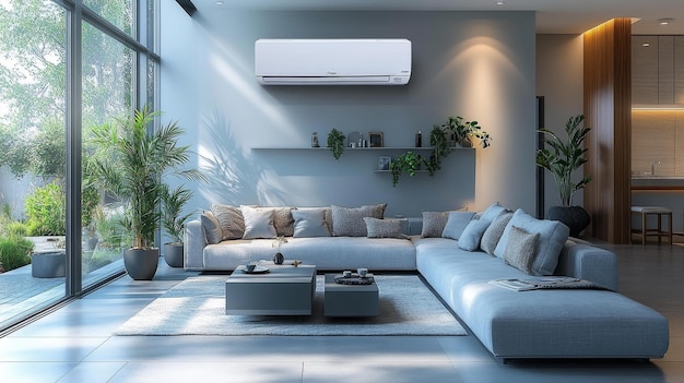 Photo modern living room with air conditioning generative ai